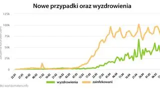 Nowe przypadki oraz wyzdrowienia (tvnmeteo
