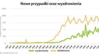 Nowe przypadki oraz wyzdrowienia (tvnmeteo