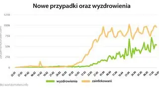 Nowe przypadki oraz wyzdrowienia (tvnmeteo