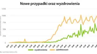 Nowe przypadki oraz wyzdrowienia (tvnmeteo