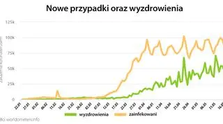 Nowe przypadki oraz wyzdrowienia (tvnmeteo