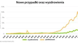Nowe przypadki oraz wyzdrowienia (worldometers.info)