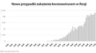 Nowe przypadki zakażenia koronawirusem w Rosji (tvnmeteo.pl za worldometers.info)