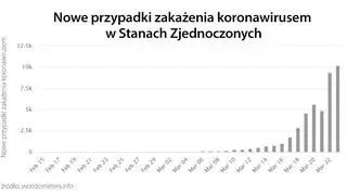 Nowe przypadki zakażenia koronawirusem w Stanach Zjednoczonych (tvnmeteo.pl za worldometers.info)