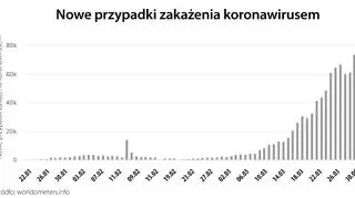 Nowe przypadki zakażenia koronawirusem (worldometers.info)