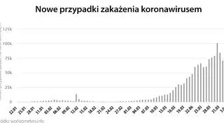 Nowe przypadki zakażenia koronawirusem (worldometers.info)
