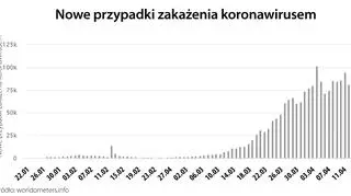 Nowe przypadki zakażenia koronawirusem (worldometers