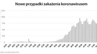 Nowe przypadki zakażenia koronawirusem (worldometers