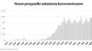 Nowe przypadki zakażenia koronawirusem (worldometers.info)