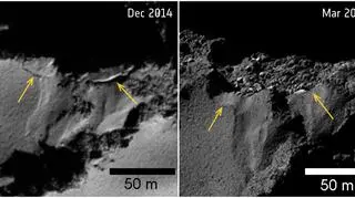 Oberwanie klifu na komecie 67P/Czuriumow-Gierasimienko (ESA)