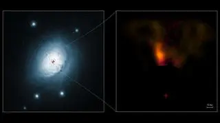 Obrazy układu gwiazdy HD 100546 i jej protoplanety pochodzące z teleskopów VLT i Hubble'a (ESO/NASA/ESA/Ardila et al.)