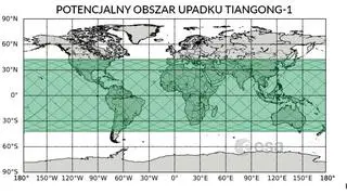 Obszar upadku "Niebiaskiego Pałacu" (ESA CC BY-SA IGO 3.0)