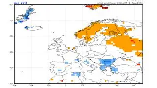 Odchylenia od średniej temperatury sierpnia
