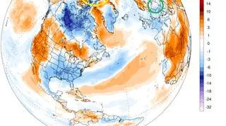 Odchylenie od średniej temperatury w dniu 14 maja 2021 roku (University of Maine)