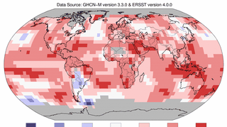 Odchylenie średniej miesięcznej temperatury od normy w czerwcu 2016