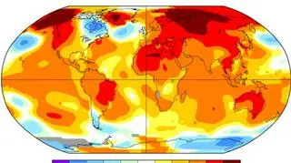 Odchylenie średniej miesięcznej temperatury w kwietniu 2016 od normy