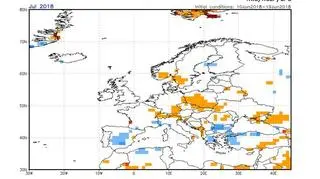 Odchylenie średniej temperatury miesięcznej dla lipca (NOAA)