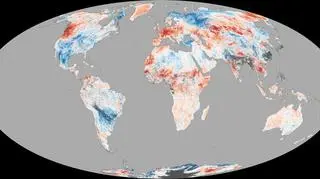Odchylenie średniej temperatury podłoża na świecie od średniej z okresu 30 czerwca do 9 lipca