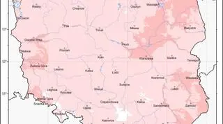 Odchylenie średniej temperatury w 2020 roku (IMGW)