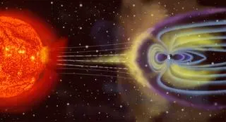 Oddziaływanie burzy słonecznej na magnetosferę Ziemi (NASA)