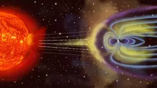 Oddziaływanie burzy słonecznej na magnetosferę Ziemi 