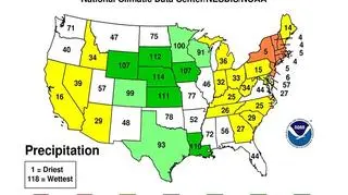 Opady deszczu w USA w lutym 2012 (NOAA)
