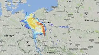 Opady nad Polską w piątek o godz. 21 (radar-opadow.pl/IMGW)