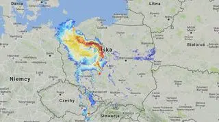 Opady nad Polską w piątek o godz. 22 (radar-opadow.pl/IMGW)