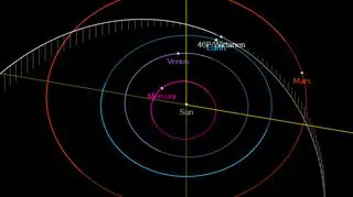 Orbita i położenie komety w czwartek o godzinie 1 czasu polskiego (NASA)