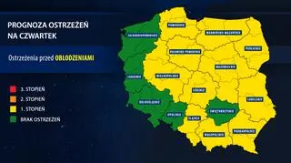 Orientacyjna prognoza ostrzeżeń IMGW na czwartek