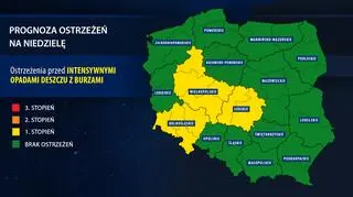 Orientacyjna prognoza ostrzeżeń IMGW na niedzielę