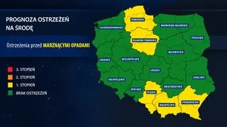 Orientacyjna prognoza ostrzeżeń IMGW na środę 