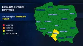 Orientacyjna prognoza ostrzeżeń IMGW na wtorek