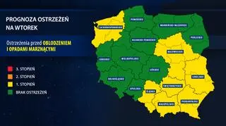 Orientacyjna prognoza ostrzeżeń IMGW na wtorek