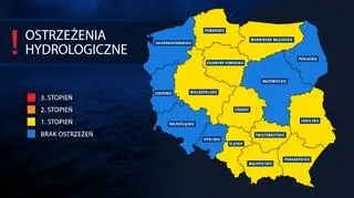 Ostrzeżenia hydrologiczne - godzina 15