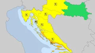 Ostrzeżenia meteorologiczne dla Chorwacji (meteoalarm