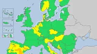 Ostrzeżenia meteorologiczne dla Europy na piątek (meteoalarm.eu)