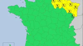Ostrzeżenia meteorologiczne dla Francji na piątek (meteoalarm.eu)	