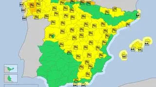 Ostrzeżenia meteorologiczne dla Hiszpanii (meteoalarm.eu)