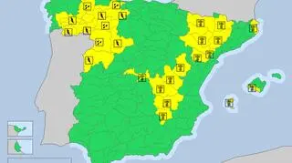 Ostrzeżenia meteorologiczne dla Hiszpanii (meteoalarm.eu)