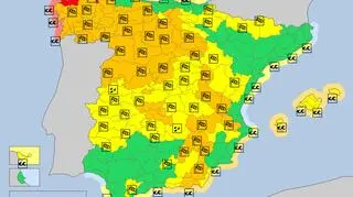 Ostrzeżenia meteorologiczne dla Hiszpanii na sobotę (meteoalarm.eu)