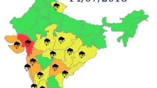 Ostrzeżenia meteorologiczne dla Indii na sobotę (India Meteorogical Department)