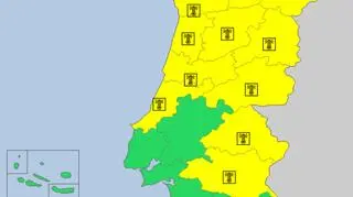 Ostrzeżenia meteorologiczne dla Portugalii na piątek (meteoalarm.eu)	