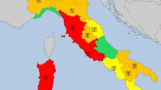 Ostrzeżenia meteorologiczne dla Włoszech na piątek (meteoalarm