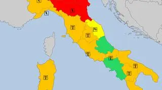 Ostrzeżenia meteorologiczne dla Włoszech na poniedziałek (meteoalarm