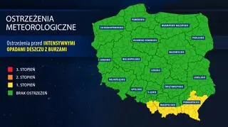 Ostrzeżenia meteorologiczne - godzina 21.30 (IMGW)