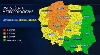 Ostrzeżenia meteorologiczne IMGW przed burzami z gradem