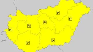 Ostrzeżenia meteorologiczne na Węgrzech (meteoalarm.eu)