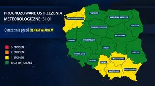 Ostrzeżenia meteorologiczne prognozowane na środę (IMGW)