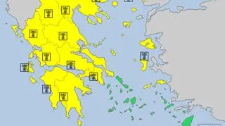 Ostrzeżenia meteorologiczne w Grecji na środę (meteoalarm
